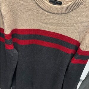 Banana Republic Men's Crewneck Sweater - Beige, Red, and Gray